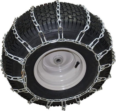 OakTen Set of 2 Snow Tire Chains for Lawn Tractor, Riding Mower, Snow Blower - Zinc Plated 2 Link Enhanced Traction Garden Tractor Chains - Fits 20x8x8 20x8x10 21x7x8