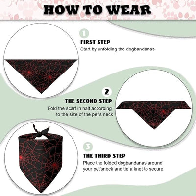 KEIAHUAN Red Spider Web Dog Bandanas Pet Scarf Birthday Gift Accessories Puppy Kerchief Washable for Small Medium Large Dogs Cats Pet Soft Cotton