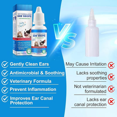 Ear Infection Treatment Drops for Dogs and Cats, Dog Ear Infection Treatment with 1% Hydrocortisone Soothing Ear Mites, Itchy Ear Relief-Treats Ear Cleaner for Dogs & Cats - 4 Fl oz
