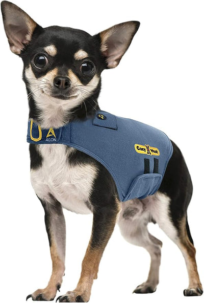 CozyVest® Dog Anxiety Vest 3-in-1 Music & Aromatherapy Shirt, Relaxing Sound & Essential Oils Jacket, Fireworks Thunder Separation & Thunderstorm Canine Stress Relief Coat (Gray, XXS [Up to 7 Lbs])