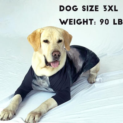 Dog Cotton Black Grey Tie Dye T-Shirts Soft and Stretchy Breathable Pet Shirt Pajamas Pets Clothes for Large Dogs,2XL Grey