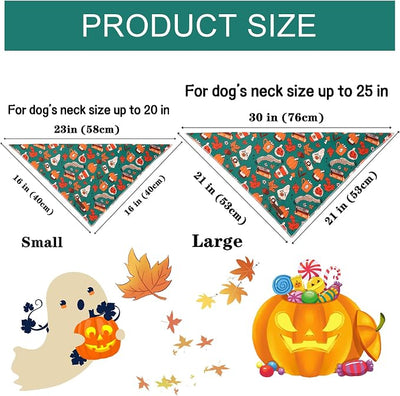 Unique Style Paws Dog Bandanas 1PC Washable Cotton Triangle Dog Scarfs Autumn Halloween with Green Pumpkin Party for Small Medium Large Dogs and Cats