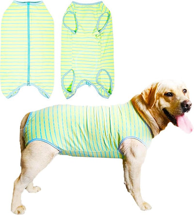 Dog’s Recovery Suit Post Surgery Shirt for Female Male Dog, E-Collar Alternative Wound Protective Clothes (Green stripe-5xl)