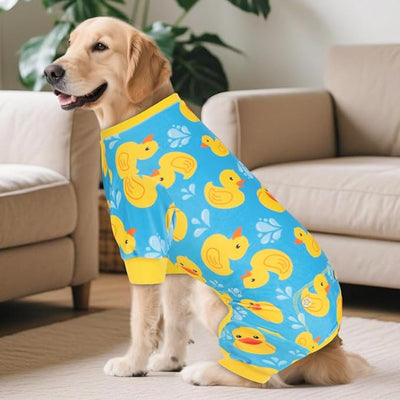 KYEESE Dog Pajamas Comfy Dog Pajamas Large Sized Dogs Velvet Pet Jammies Coat Blue Floating Duck Pets Onesie Comfy Dogs Clothes Stretchy Pets Pjs Boy Girl Clothes Soft Pet Onesie Costume, XXX-Large