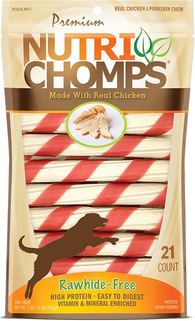 Dog Chews, 6-inch Twists, Easy to Digest, Rawhide-Free Dog Treats, 21 Count, Real Chicken flavor