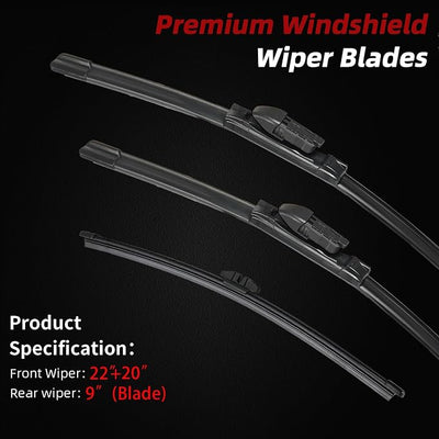 OTUAYAUTO Windshield Wiper Blades Replacement for Ford Bronco Sport 2021-2024 All-Extreme Weather Performance Quiet No Trace Front and Rear Wipers Top Lock 22"+20"+10" (Pack of 3)