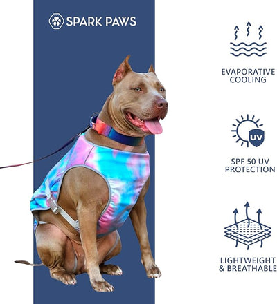 Spark Paws Dog Cooling Vest - SPF 50 UV Sun Protection - Summer Heat Relief Gear for Dogs, Lightweight, Evaporative Cooling - Dog Anxiety Relief Vest During Hot Days - Snowcone, Large