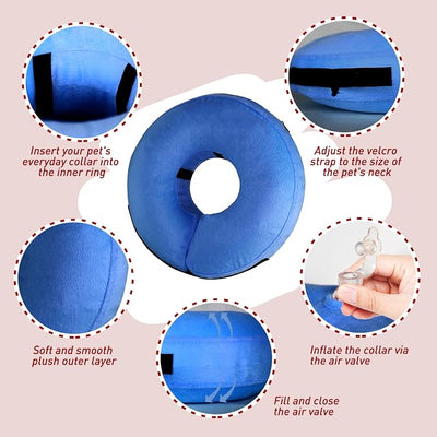 Inflatable Dog Cone Collar-Soft Protective Cone for Dogs After Surgery,Dog Donut Collar for Large Medium Small Dogs and Cats (Blue,Small)