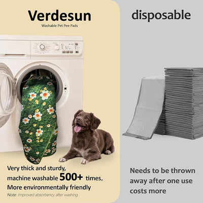 Washable Pee Pads for Dogs, Reusable Puppy Potty Training Pads, Ultra-Absorbent Thick Waterproof Leak-Proof Non-Slip Pads & Mat for Crate, Playpen, Floor, Whelping & Housebreaking , 2 Pack 48"x72"