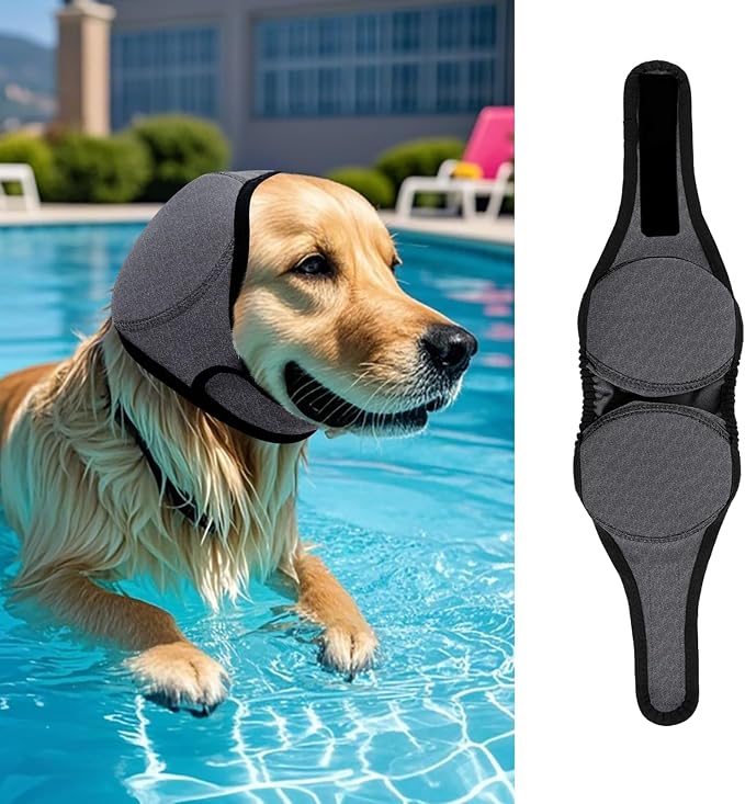 Dog Ear Covers for Bath, Swimming & Grooming Water Resistant Dogs Shower Cap Reusable Dog Ear Protection for Noise, Blow Drying Adjustable Ear Wraps for Dogs Bathing Supplies