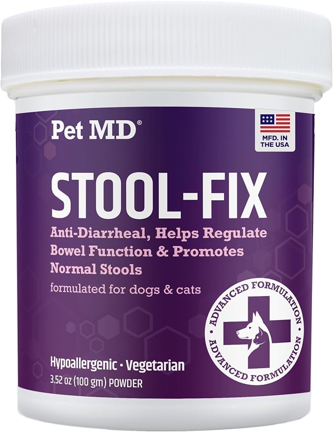 Pet MD Stool-Fix - Powdered Clay Anti Diarrhea for Dogs & Cats - Anti Diarrheal Treatment for Upset Stomach Relief, Promotes Normal Stool - 100g