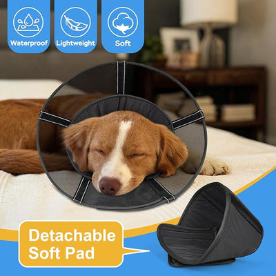 Dog Cone Collar to Stop Licking, Soft Mesh Recovery Collar After Surgery with Liner, Elizabeth Cone Alternative for Medium and Large Dogs, for Surgery, Spay, Neuter, Wound Care,XS,Matte Black