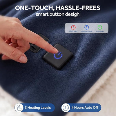 Sealy 12-Volt Heated Car Blanket, Portable Electric Blanket with 3 Heating Levels & 4 Hours Auto Off for Car, Truck, SUV, RV or Camping, Machine Washable, 59" X 43", Navy