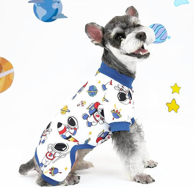 XPUDAC 4 Pieces Dog Pajamas Soft Puppy Pjs Stretchable Boy Doggie Clothes for Small Medium Dogs Cat Pet Outfits, S