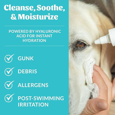 SKOUT'S HONOR HydroClear Eye Wash with Hyaluronic Acid, 4oz Bottle - Non-Medicated, Daily Eye Care for Dogs & Cats, 3-Pack