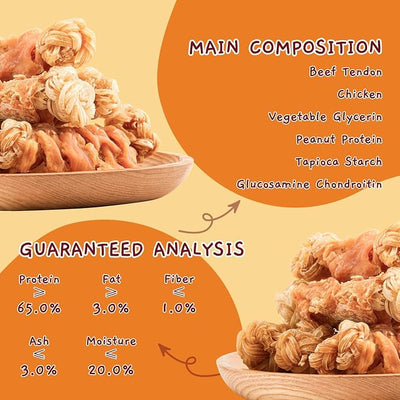 Jungle Calling Long Lasting Dog Chews for Medium Large Dogs, Chicken Wrapped Beef Tendon Braid Bones - Rawhide-Free Hip and Joint Support Treats with Glucosamine