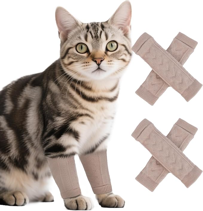 4 PCS Cat Sleeve to Stop Licking, Cat Leg Wrap, Leg Lick Protection Sleeve for Hot Spot, Stop Pet Licking and Chewing-Legs