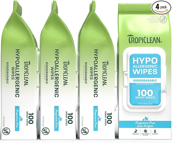 Hypoallergenic Dog Wipes for Paws and Bottom | Fragrance Free Dog Grooming Wipes | Safe for The Face | Puppy & Cat Friendly | 400 Count