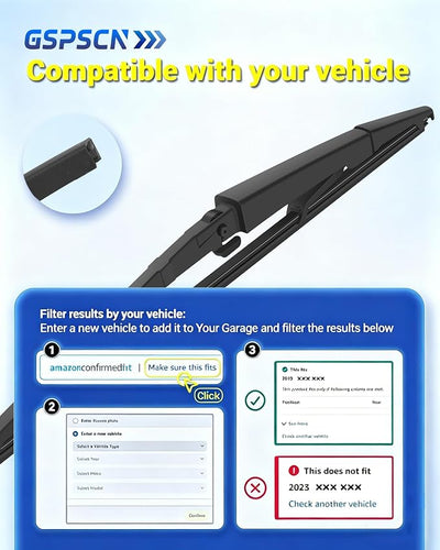 GSPSCN 14" Rear Wiper For Chrysler Aspen 2009-2007 /For Jeep Commander 2010-2006，Grand Cherokee 2010-2005 /For Dodge Durango 2009-2004 Original Replacement Back Windshield Wiper Blade（14-C）