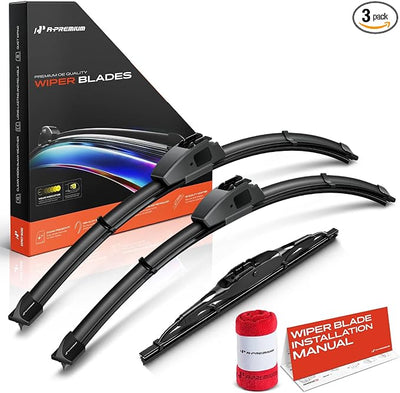 A-Premium 20"+18"+10" Windshield Wiper Blades with Wear Indicator & Towel | Compatible with Ford Escape 2005-2007 & Mazda Tribute & Mercury Mariner, Front Rear Wipers Blade for Hook Arm, Pack of 3