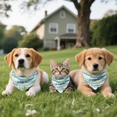KEIAHUAN 1 Pack Dog Bandanas Fish Camouflage Design Classic Triangle Adjustable Fit Dog Scarf Triangle Bibs Neck Scarf