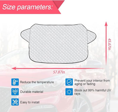 LoyaForba Car Magnetic Windshield Snow Cover, 4 Layers WAaterproof Windproof Protection,Snow,Ice,Sun,Frost Defense, Universal for SUV, Truck, Sedan, Van (Silver)