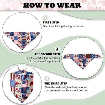 KEIAHUAN USA 250th Anniversary Pet Dog Bandana Triangle Dog Bibs Reversible Washable Puppy Bandanas Adjustable Handkerchief for Boy Pets