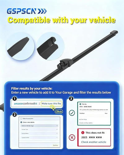 13" Rear Wiper Blade For VW Tiguan 2017-2009，Golf Wagon 13-10，Golf V VI Variant 14-07，Jetta 14-09，Rabbit 09-06，Touareg 2010-2004 /Land Rover Defender 110 Defender 90 2022-2020 Quiet Rear Wiper