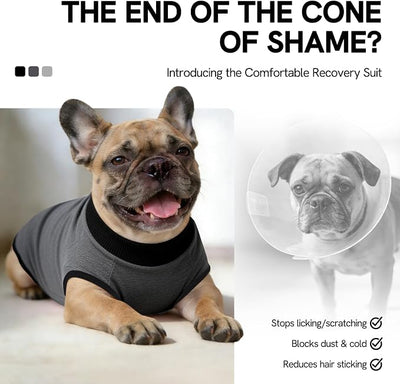 SAWMONG Recovery Suit for Dogs Female Male, Cotton Breathable Dog Onesie After Surgery Spay Neuter, Professional Dog Surgical Suit, Substitute Pet E-Collar Cone (Grey, Large)