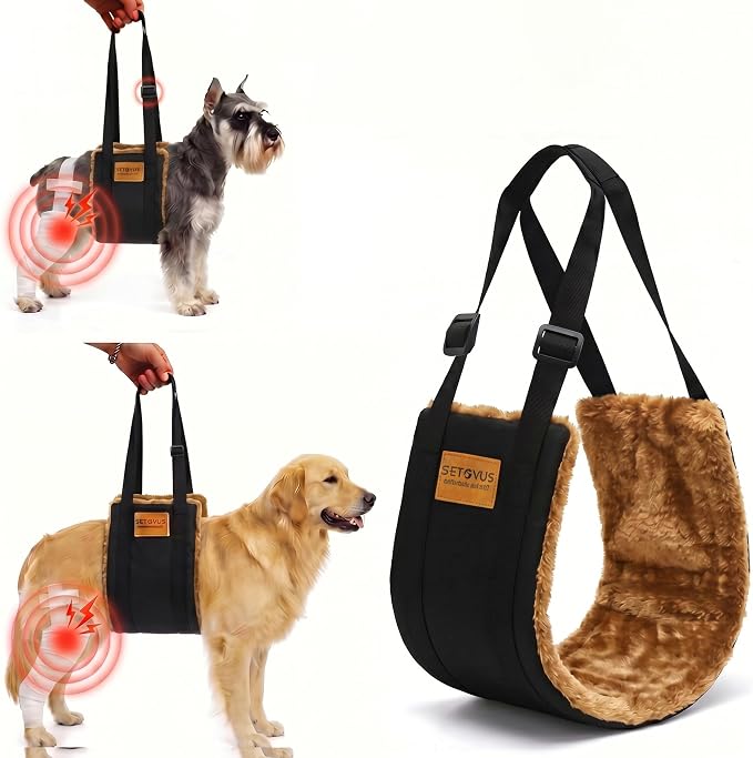 Dog Sling for Back Legs, Dog Lift Harness, Magic Tape Dog Sling for Large Dogs Hind Leg Support, Elderly Dog Lifter, Assist Canie Hip Arthritis K9 Cruciate Ligament Rehabilitation (Brown, Extra Large)