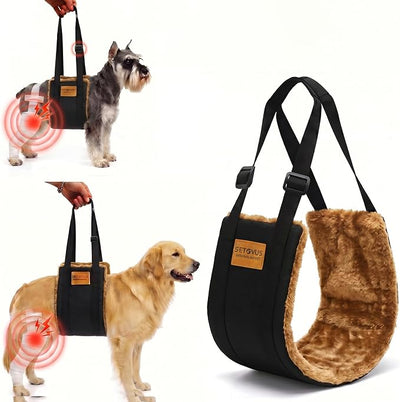 Dog Sling for Back Legs, Dog Lift Harness, Magic Tape Dog Sling for Large Dogs Hind Leg Support, Elderly Dog Lifter, Assist Canie Hip Arthritis K9 Cruciate Ligament Rehabilitation (Brown, Small)