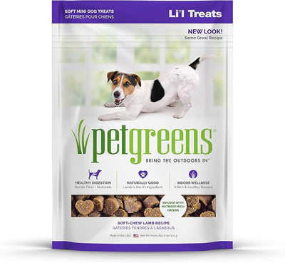 Pet Greens Natural Soft-Chew Dog Treats Infused with Supergreens, Healthy Salmon, Roasted Chicken, Tasty Lamb and Bacon and Cheese Flavors, 6 Ounces Per Pack (4 Pack Variety Pack)