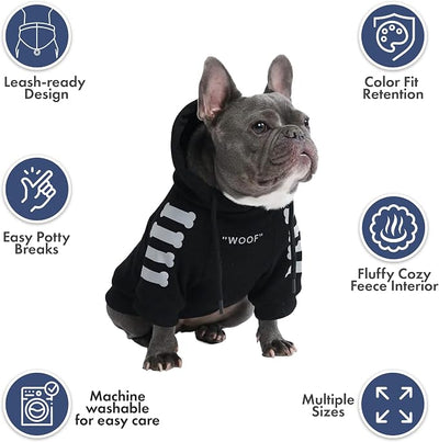 Spark Paws Dog Hoodie – Premium Dog Sweater for Small, Medium, and Large Dogs | Warm Outfits for French Bulldogs, Pitbull, Puppy, Winter Jacket Alternative - Woof - L