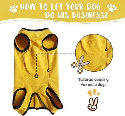 Dog's Recovery Suit Post Surgery Shirt for Puppy, Small Dog Surgical Recovery Suit for Female Male Dogs, Dog Onesie Protect Surgical Wound(Yellow-m)