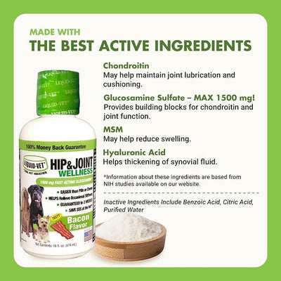 LIQUID-VET K9 Hip & Joint Formula, Bacon Flavor, 16oz