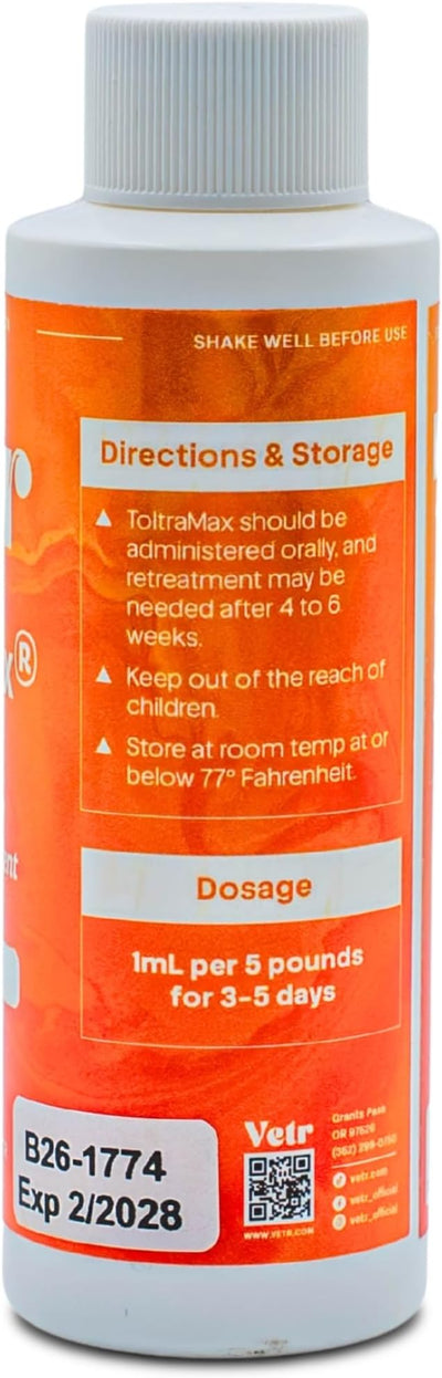 Toltrazuril 5.0% for Horses, Dogs, Cats, 120mL/4 Ounce, for Non-Food Chain Animals, Peanut Butter