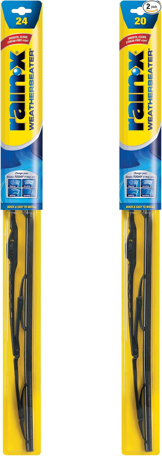 Rain-X 820146 WeatherBeater Wiper Blades, 24" and 20" Windshield Wipers (Pack of 2), Automotive Replacement Windshield Wiper Blades That Meet Or Exceed OEM Quality And Durability Standards