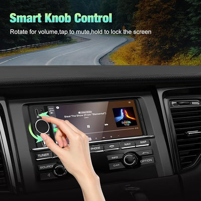 Single Din Radio for Car - Supports Apple Carplay & Android Auto，6.28 inch Single Din Touchscreen Radio with Bluetooth，Backup Camera，Enhanced Mic，USB ，SWC ，RCA，EQ，FM (Black)