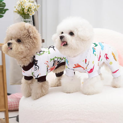 XPUDAC 4 Pack Dog Pajamas Soft Strechy Summer Doggie Clothes for Small Medium Dogs Boy Girl Dog Onesie Puppy Pjs Cat Apparel-2X-Large