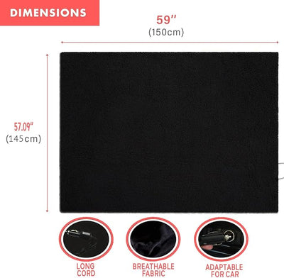 VaygWay Sherpa Fleece Travel Blanket – Comfortable Blanket for Car -Premium Quality Grey Fuzzy Soft Plush Warm 59" x 43” Home and Car Automotive Blanket- for Winter, Camping, Office, Summer (Black)