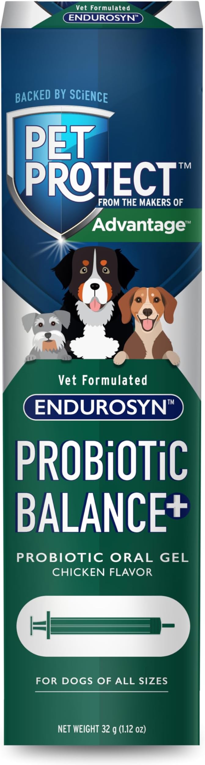 Dog Probiotic Balance+ Oral Gel, Vet-Formulated Endurosyn, Prebiotics & Probiotics for Dogs, 3-Day Supply, Chicken Flavor (32g)