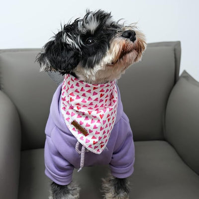 Valentine's Day Dog Bandanas Boy Girl White Red Pink Love Cotton Washable Dog Scarf Adjustable Pet Bib Scarves for Small Medium Large Dogs L