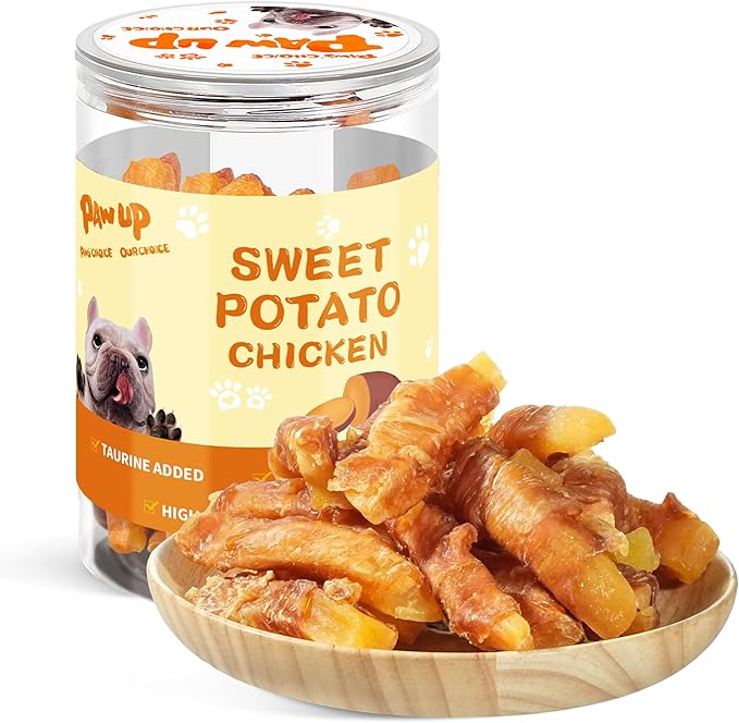 Dog Treats Chicken Jerky Wrapped Sweet Potato, Natural Ingredients w/Taurine, Grain Free Dog Treats, 12.5 oz