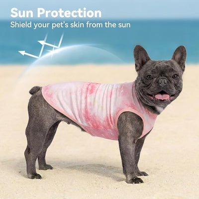 cyeollo 2pack Dog Cooling Shirt, Breathable Sleeveless Summer Clothes for Dogs, Intant Cool T Shirts for Medium Large Dogs, Pink 2XL