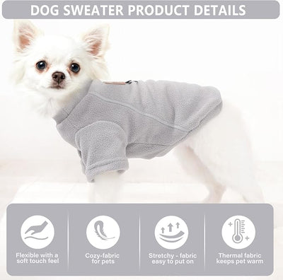 2 Pack Dog Sweaters with Leash Ring Warm Fleece Dogs Sweatshirt for Small Medium Dogs Pet Puppy Coat Apparel Outfits Winter Dog Clothes for Chihuahua, Yorkie, Bulldog, Dachshund Cats M, Grey