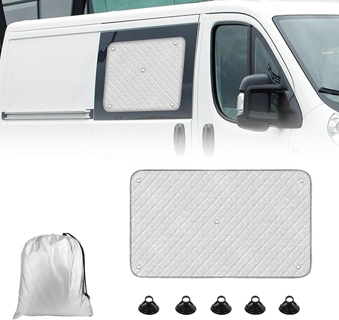 Sliding Door Window Sun Shade Cover Compatible with Ram ProMaster 2014-2026, Aluminum Film Sliding Door Window Sunshade Cover, UV Protection & Privacy Window Shield for ProMaster Van Accessories