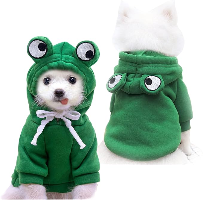 Dog Hoodie Basic Sweater Coat Cute - Frog Shape Warm Jacket Pet Cold Weather Clothes Outfit Outerwear for Cats Puppy Small Medium Dogs (XXL)