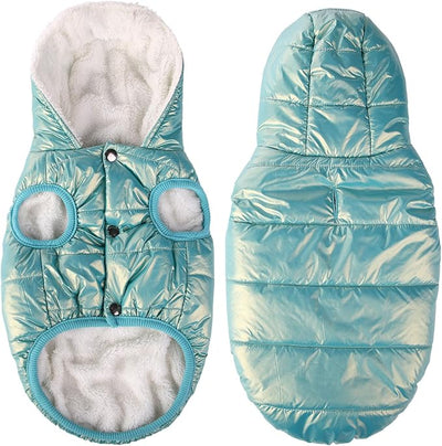 SAWMONG Waterproof Dog Winter Coat, Warm Fleece Lined Dog Jacket with Hood, Windproof Puppy Coat, Pet Apparel Vest Outdoor&Indoor Winter Activities(Mintgreen,XXL)