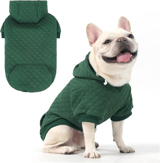 KOOLTAIL Dog Hoodie for Small Medium Large Dogs, Ultra-Warm & Soft Winter Fall Fleece Dog Hooded Sweatshirt Clothes Sweater, Lightweight Pullover Coat for Boy Girl Bulldog Pitbull Puppy Cats,Green S