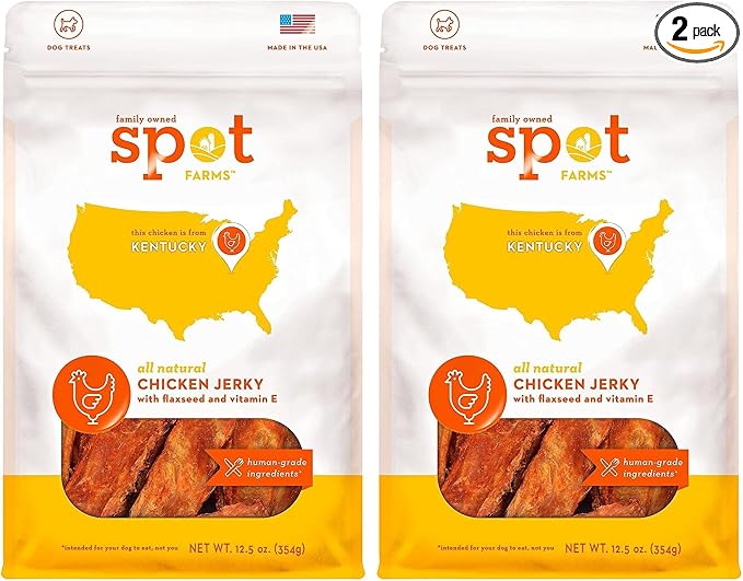 All Natural Human Grade Dog Treats, Chicken Jerky with Flaxseed and Vitamin E, 12.5 Ounce (Pack of 2)